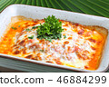 Pasta and vegetables gratin in baking dish 46884299