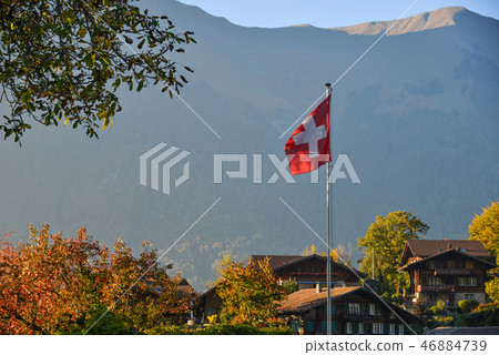 Swiss flag at the rural village Swiss flag at the rural village 46884739