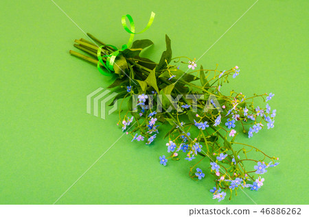 Small bouquet with blue flowers 46886262