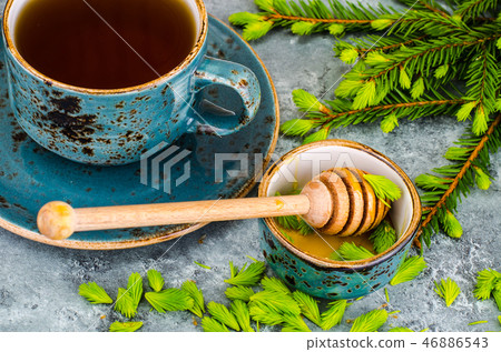 Honey, jam from green spruce shoots Honey, jam from green spruce shoots 46886543