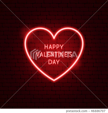 Happy Valentine's Day Neon Label - Stock Illustration [46886707] - PIXTA