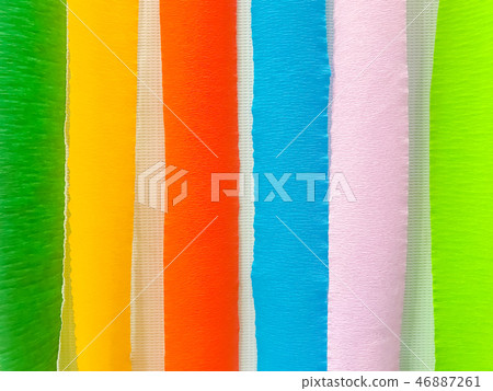 Colored paper strips decorate on board Colored paper strips decorate on board 46887261
