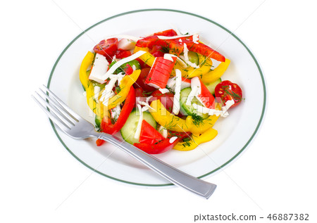 Crab sticks salad with fresh vegetables 46887382