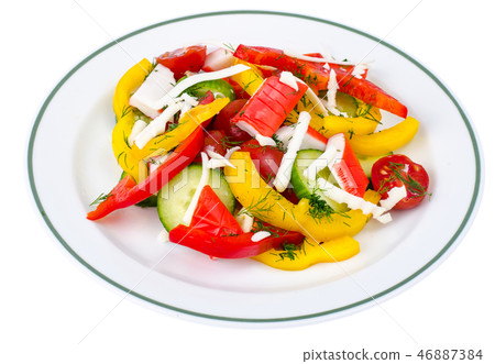 Crab sticks salad with fresh vegetables 46887384