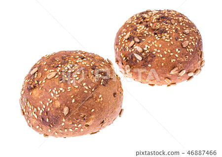 Round whole-wheat rye rolls with flax  46887466