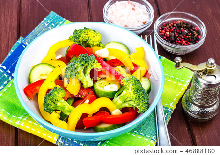 Concept of dairy. Salad of vegetables 46888180