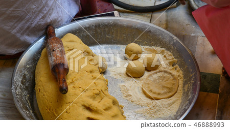 Making Roti bread at local restaurant Making Roti bread at local restaurant 46888993