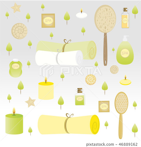 Spa cartoon pattern , green yellow gray background 46889162