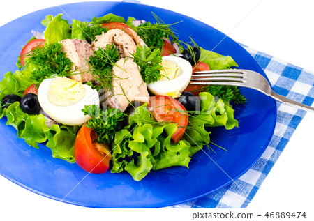 Vegetable salad with canned fish Vegetable salad with canned fish 46889474