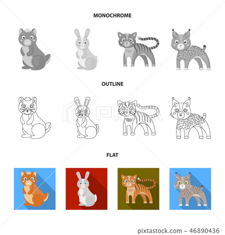 Animals, domestic, wild and other web icon in flat,outline,monochrome style. Zoo, toys, children 46890436