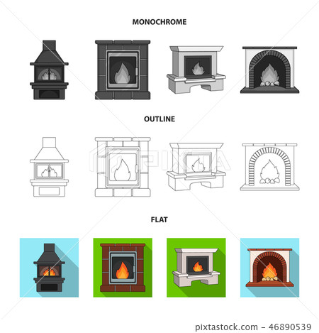 Fire, warmth and comfort. Fireplace set collection icons in flat,outline,monochrome style vector Fire, warmth and comfort. Fireplace set collection icons in flat,outline,monochrome style vector 46890539