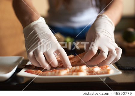 Process of preparing rolling sushi Process of preparing rolling sushi 46890779