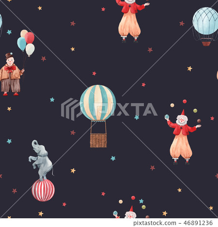 Watercolor circus vector pattern - Stock Illustration [46891236] - PIXTA