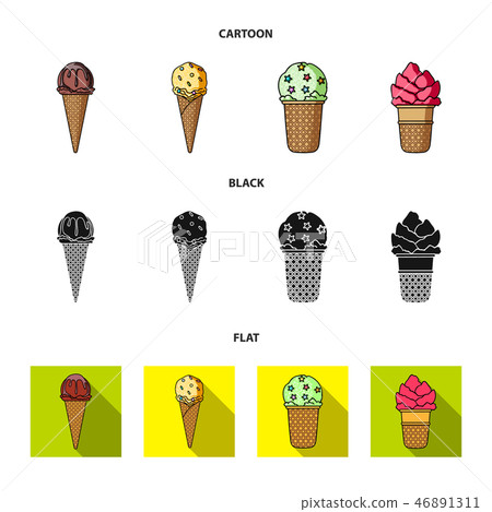 Ice cream on a stick, in a waffle cone and... - Stock Illustration ...