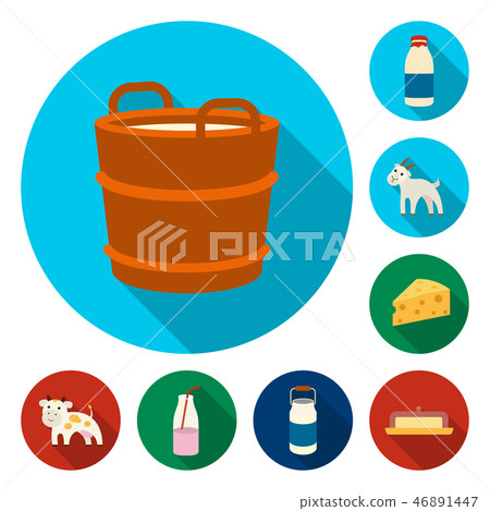Milk product flat icons in set collection for... - Stock Illustration ...