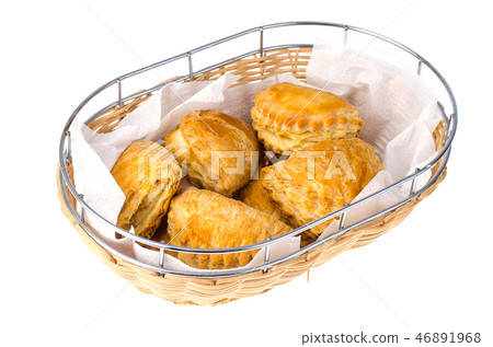 Wicker basket with sweet homemade cakes 46891968