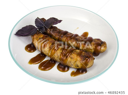 Grilled sausages with sauce Grilled sausages with sauce 46892435