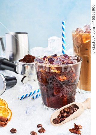 Summer drink iced coffee or soda in a glass Summer drink iced coffee or soda in a glass 46892906