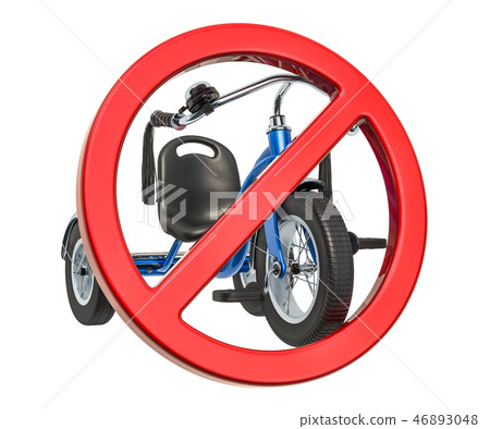 Forbidden sign with children's tricycle Forbidden sign with children's tricycle 46893048