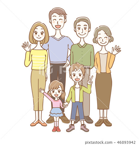 Family 3 generations whole body 46893942