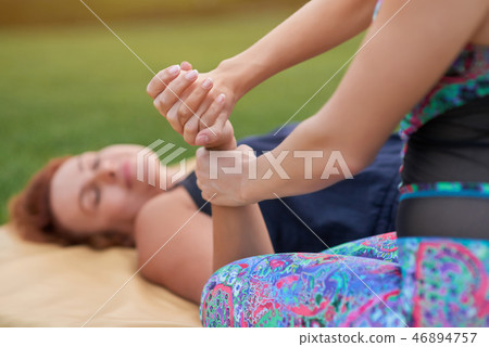 Hands thai massage and relaxing. 46894757