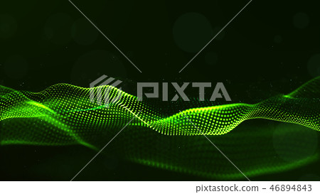 Abstract green color digital particles wave - Stock Illustration ...