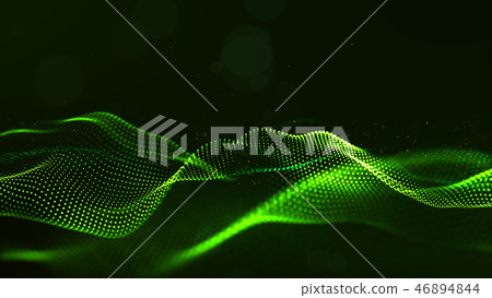 Abstract green color digital particles wave - Stock Illustration ...