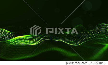 Abstract green color digital particles wave - Stock Illustration ...