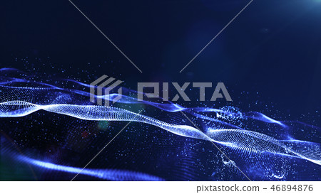 Abstract blue color digital particles wave - Stock Illustration ...