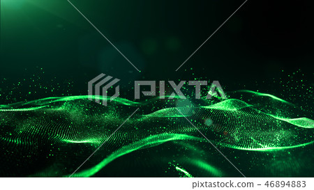 Abstract green color digital particles wave - Stock Illustration ...