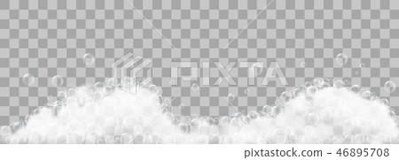 Soap foam and bubbles on transparent background Soap foam and bubbles on transparent background 46895708