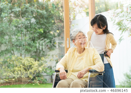 Nursing wheelchair Senior child family image 46896145