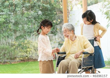 3 generations Family care care wheelchair Senior child family image 3 generations Family care care wheelchair Senior child family image 46896157