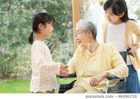 3 generations Family care care wheelchair Senior child family image 3 generations Family care care wheelchair Senior child family image 46896159