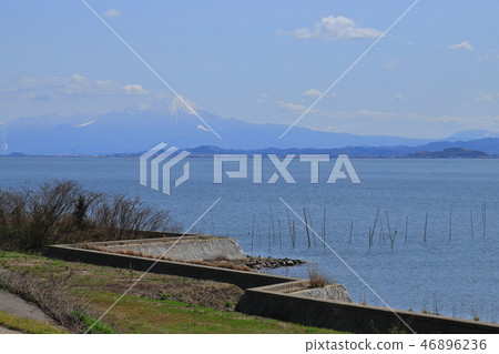 View Oyama area over Nakaumi from Ooimachi, Matsue City, Shimane Prefecture View Oyama area over Nakaumi from Ooimachi, Matsue City, Shimane Prefecture 46896236