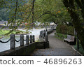 Path along the river. Green trees 46896263