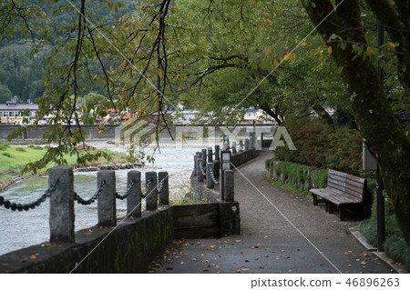 Path along the river. Green trees Path along the river. Green trees 46896263