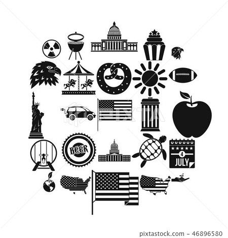 Comfortable rest icons set, simple style Comfortable rest icons set, simple style 46896580