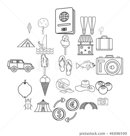 Shore icons set, outline style - Stock Illustration [46896599] - PIXTA