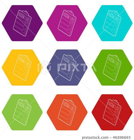 Clipboard with packing list icons set 9 vector Clipboard with packing list icons set 9 vector 46896665
