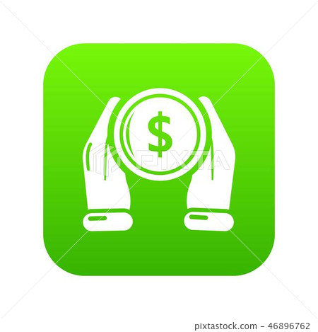 Hand coin icon green vector - Stock Illustration [46896762] - PIXTA