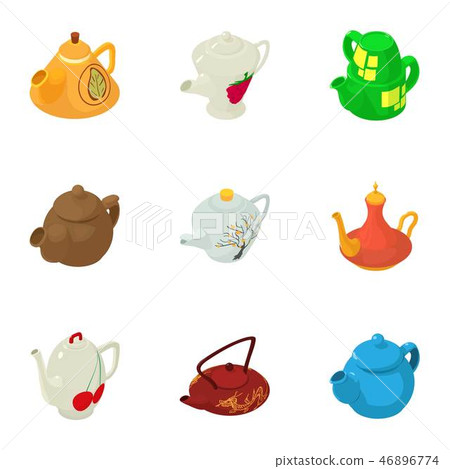 Tea service icons set, isometric style Tea service icons set, isometric style 46896774