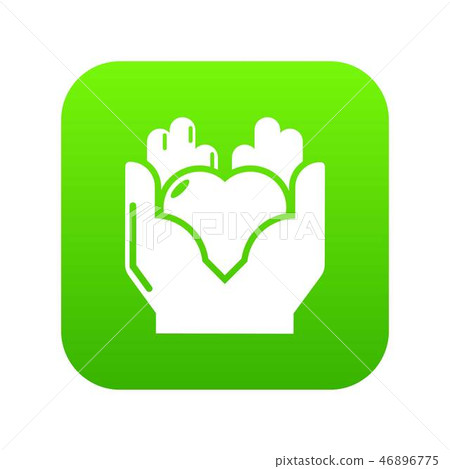 Hand heart icon green vector 46896775