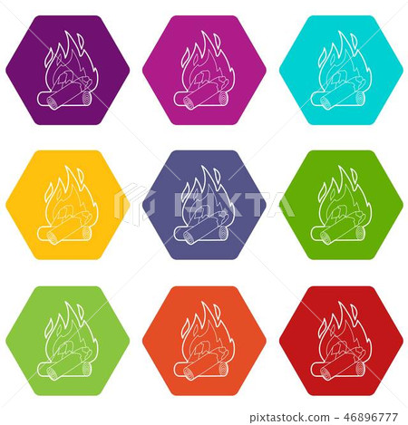 Campfire icons set 9 vector Campfire icons set 9 vector 46896777