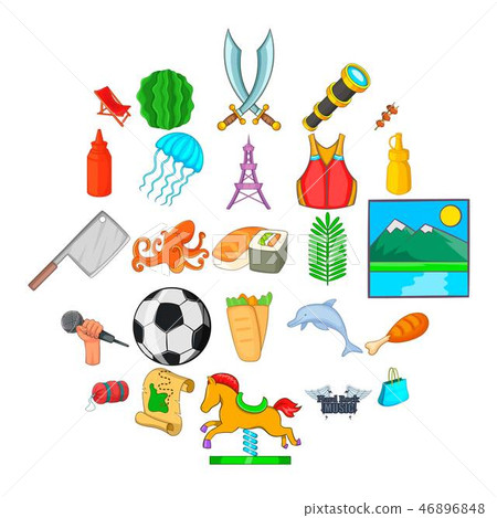 Aestival icons set, cartoon style Aestival icons set, cartoon style 46896848