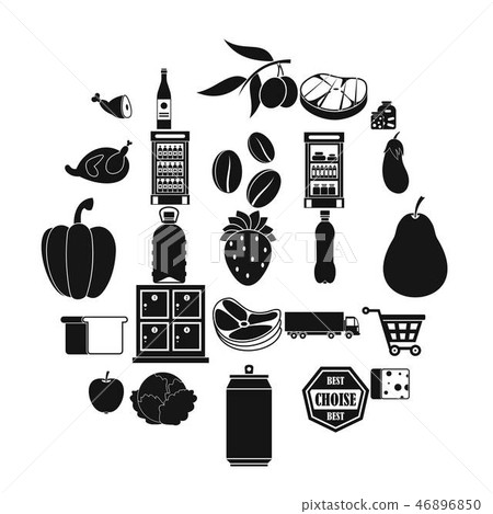 Supermarket icons set, simple style 46896850