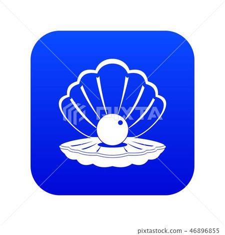 Pearl in a sea shell icon digital blue Pearl in a sea shell icon digital blue 46896855