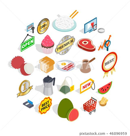 Shopping complex icons set, isometric style - Stock Illustration ...