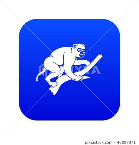 Monkey is climbing up on a tree icon digital blue 46897071
