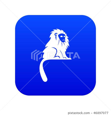 Hairy monkey icon digital blue 46897077